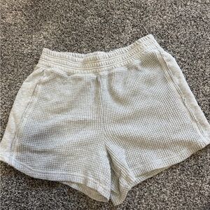 aerie Light Gray Waffle-Knit Athletic Shorts
